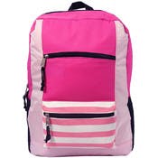 18" Classic Backpacks - Pink & White, Striped Front