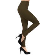 Fleece Leggings - Army Green, Seamless, One Size Fits Most