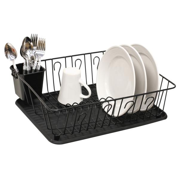 Wholesale Dish Drainer Set 3 Piece Black Vinyl DollarDays