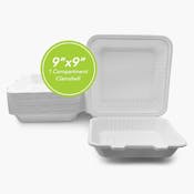 Disposable Clamshell Food Boxes - 1 Compartment, 9" x 9"