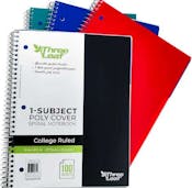 1-Subject Poly Cover Spiral Notebooks, College Ruled, Assorted