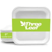 Three Leaf 9" Bagasse Square Plates, 25 Pack