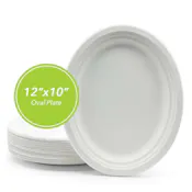 Three Leaf Bagasse Oval Plates, 25 Pack