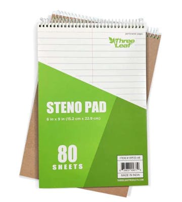 Three Leaf Steno Pad, 6x9