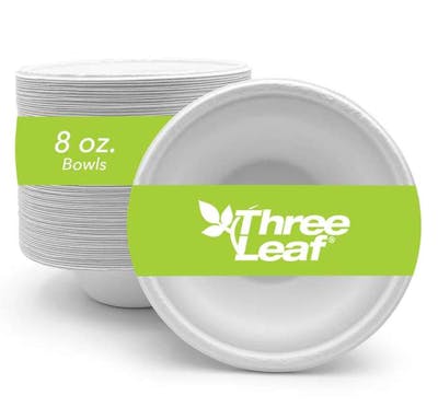 Three Leaf 8oz. Bagasse Bowls, 50 Pack