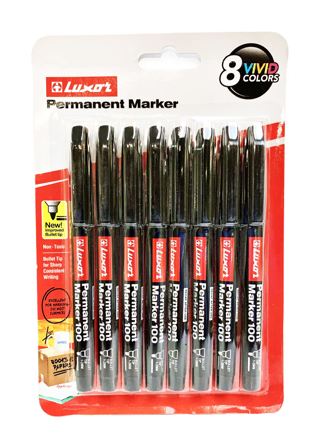 Wholesale Luxor Markers 8 Pack, Permanent, Black, Fine Point (SKU