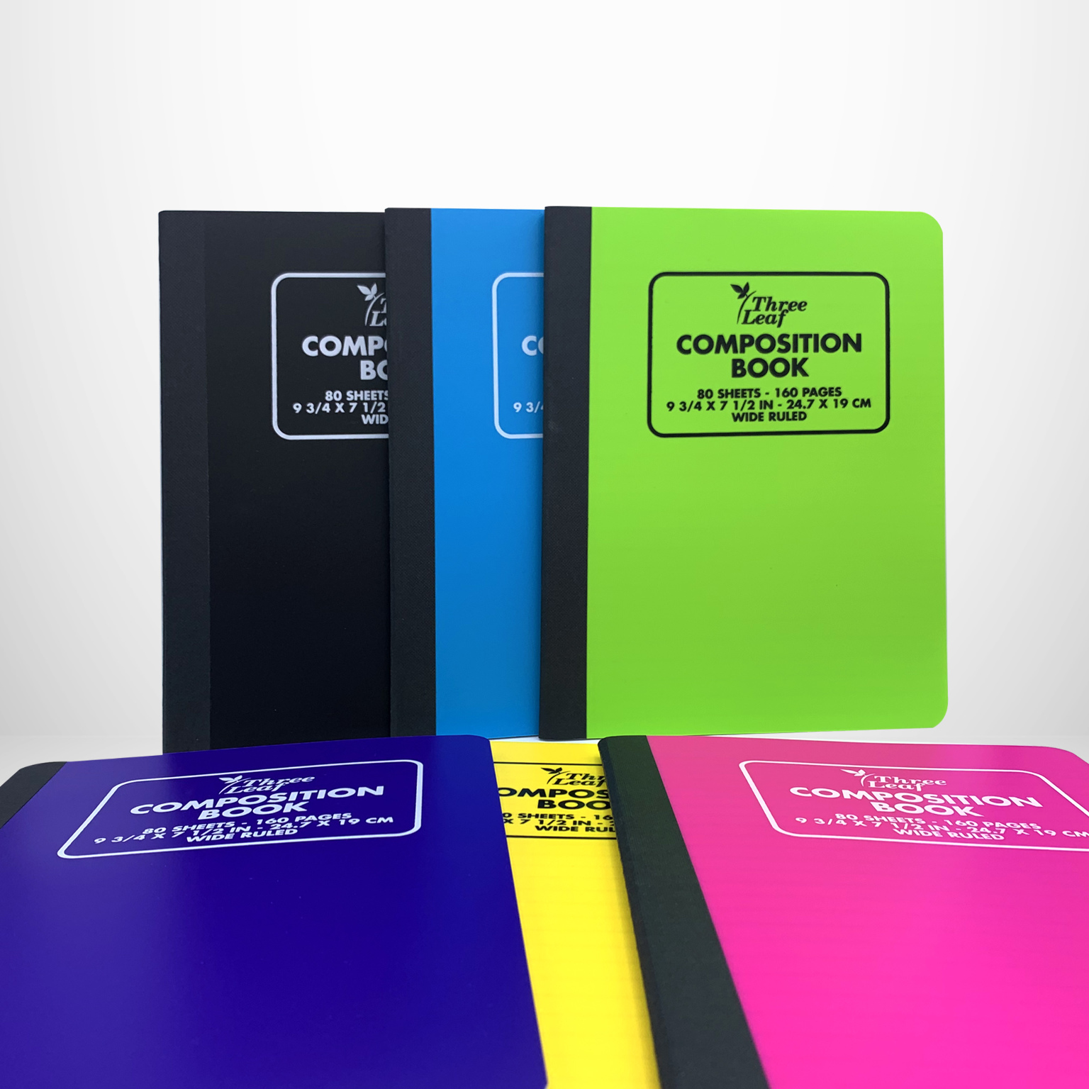 Wholesale wide ruled composition notebook 80 sheets 6 colors