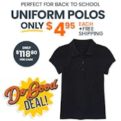 Girls' Uniform Polos - XL, Black, Short Sleeve