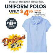 Girls' Uniform Polos - Light Blue, 2XL, Short Sleeve