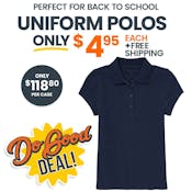 Girls' Uniform Polos - Navy, XL, Short Sleeve
