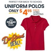 Girls' Uniform Polos - Red, Small, Short Sleeve