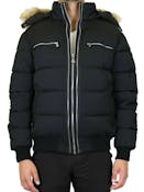 Men's Fur Hood Jackets, Black, S-2XL