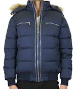 Men's Fur Hood Jackets, Navy, S-2XL