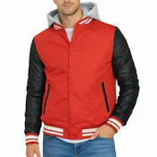 Men's Varsity Jacket - Size S-3XL, Red/Black