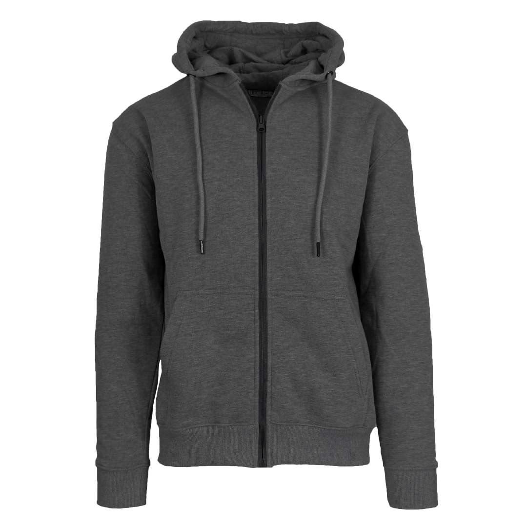 Men's Fleece Zip Hoodie Jackets - Charcoal, M-2X
