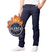 Fleece-Lined Stretch Chino Pants - Navy, Size 30-40, 31" Inseam