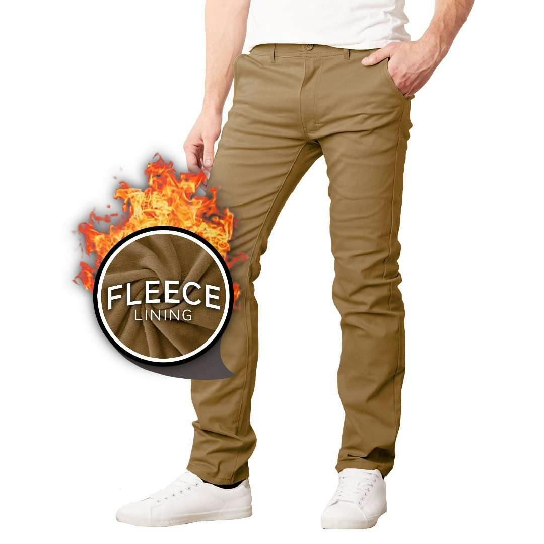 Men’s Fleece-Lined Stretch Chino Pants - Timber, Size 30-40, 31” Inseam