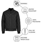 Boys' Heavyweight Bomber Jackets - Black, S-XL, Quilted, Sherpa Lining