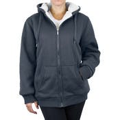 Women's Heavyweight Sherpa Hoodies - Charcoal S-XL