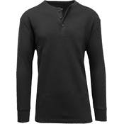 Men's Henley Thermal Shirts - Black, S-XL, 3 Button