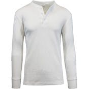 Men's Henley Thermal Shirts - White, S-XL, 3 Button