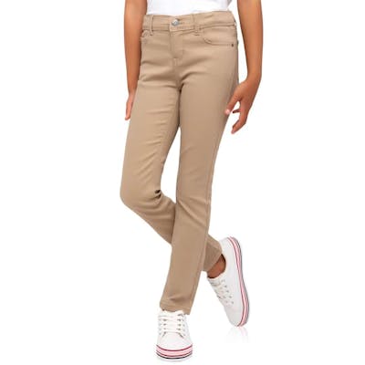Girl's Super Stretch Skinny Uniform Pants - Khaki, Size 4