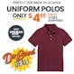 Uniform Polos - 2XL, Burgundy, Short Sleeve