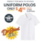 Uniform Polos - Large, White, Short Sleeve