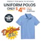 Uniform Polos - Small, Light Blue, Short Sleeve