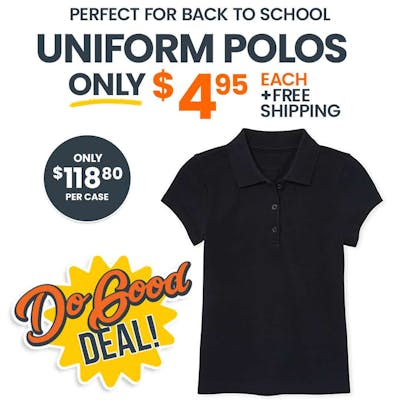 Girls' Uniform Polos - XL, Black, Short Sleeve