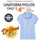 Girls' Uniform Polos - Light Blue, 2XL, Short Sleeve