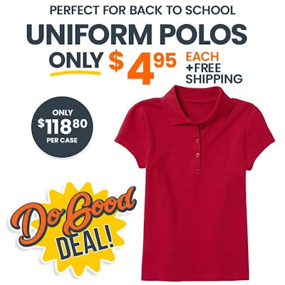 Girls' Uniform Polos - Red, XL, Short Sleeve
