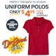 Girls' Uniform Polos - Red, 2XL, Short Sleeve