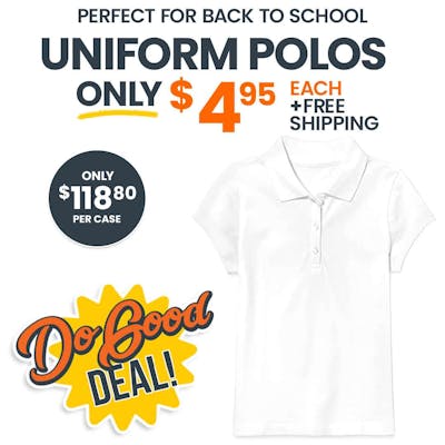 Girls' Uniform Polos - White, Medium, Short Sleeve