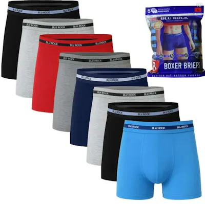 Men's Boxer Briefs - Size S-XL, 8 Pack