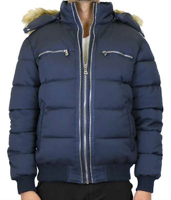 Men's Fur Hood Jackets, Navy, S-2XL