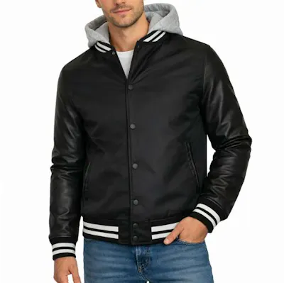 Men's Varsity Jacket - Size S-3XL, Black