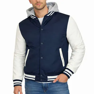 Men's Varsity Jacket - Size S-3XL, Navy