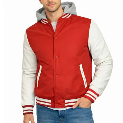 Men's Varsity Jacket - Size S-3XL, Red