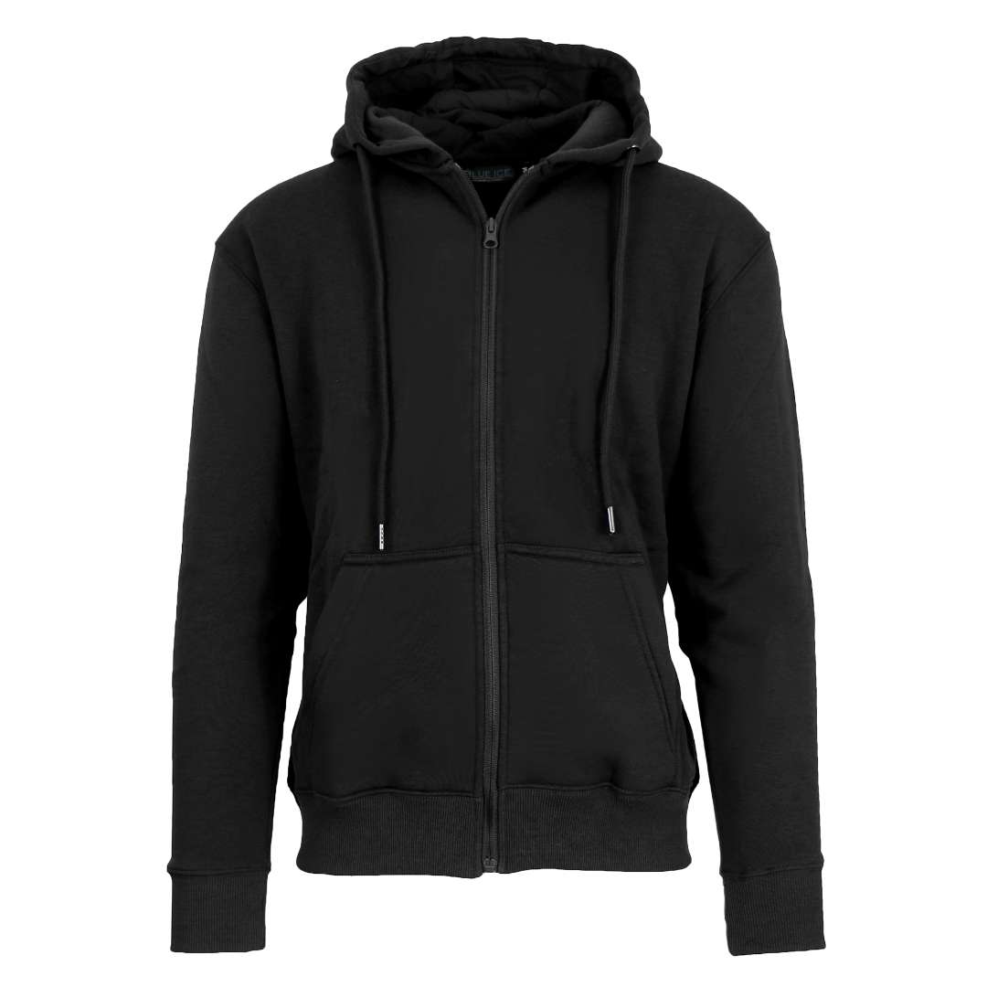 Bulk Men's Fleece Zip Hoodie Jackets, Black, M-2X, Pockets