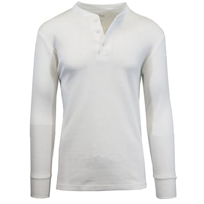 Men's Henley Thermal Shirts - White, S-XL, 3 Button