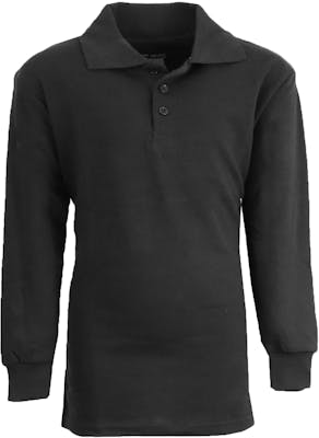 Boys' Uniform Polo Shirts - Sizes 16-20, Black, Long Sleeve