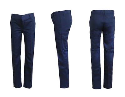 Junior Girls' Uniform Pants - Size 3/4-13/14, Navy, Flat Front