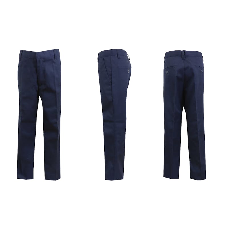Boys' Navy Double Knee Flat Front School Uniform Pants - Size 6