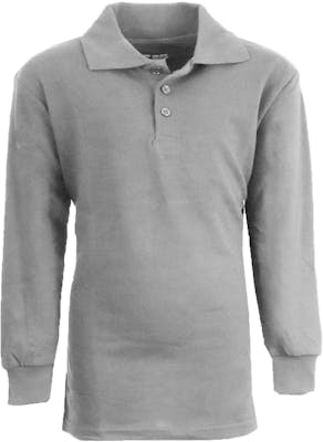Boys' Uniform Polo Shirts - Sizes 8-14, Grey, Long Sleeve