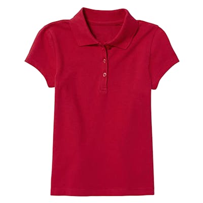 Girls' Uniform Polos - Red, Medium, Short Sleeve