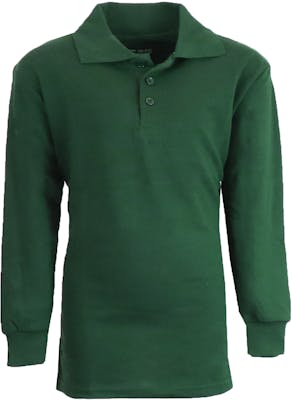 Boys' Uniform Polo Shirts - Sizes 16 - 20, Hunter Green, Long Sleeve