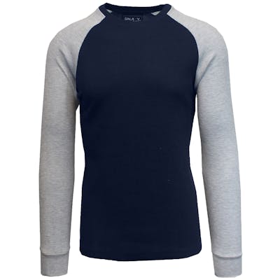 Men's Thermal Shirts - Navy/Heather Grey, S-XL