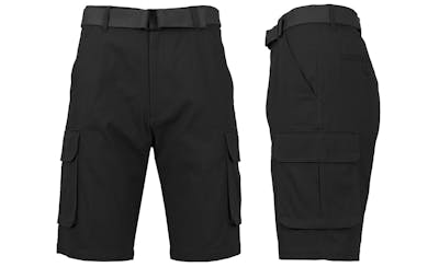 Men's Belted Cargo Shorts - Black, Sizes 30-42