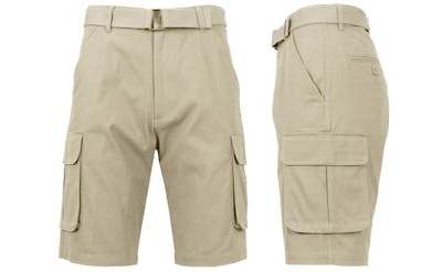 Men's Belted Cargo Shorts - Khaki, 30-42